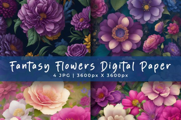 Download Fantasy Flowers Digital Background Set - Flower Collection
