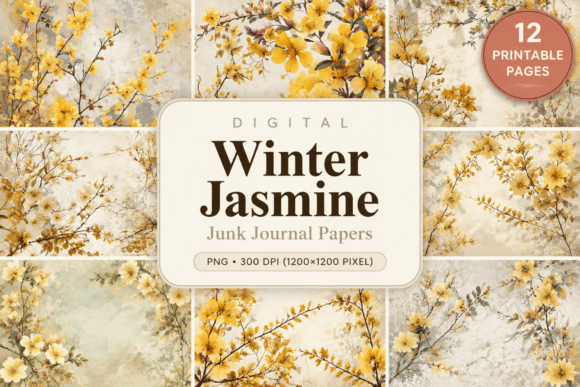 Download Winter Jasmine Junk Journal Papers - Premium Resources