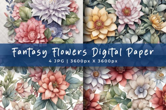 Download Fantasy Flowers Digital Papers - Flower Collection