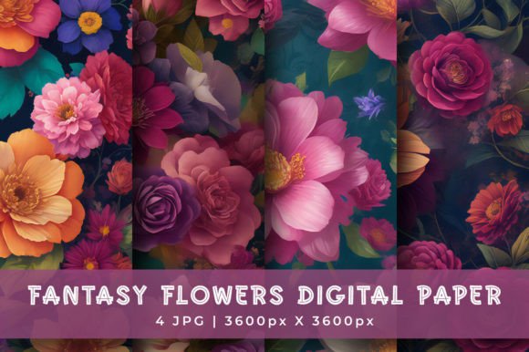 Download Fantasy Flowers Digital Paper Pattern - Flower Collection