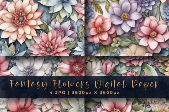 Download Fantasy Flowers Digital Paper Textures - Flower Collection
