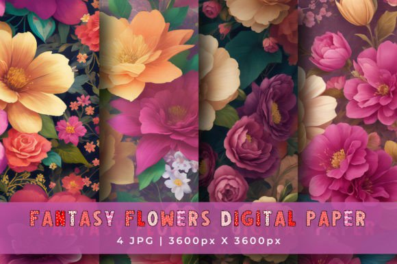 Download Fantasy Flowers Digital Background Set - Flower Collection