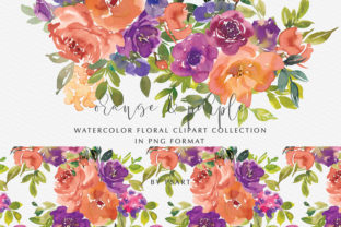 Download Orange &amp; Purple Watercolor Flowers Set - Flower Collection