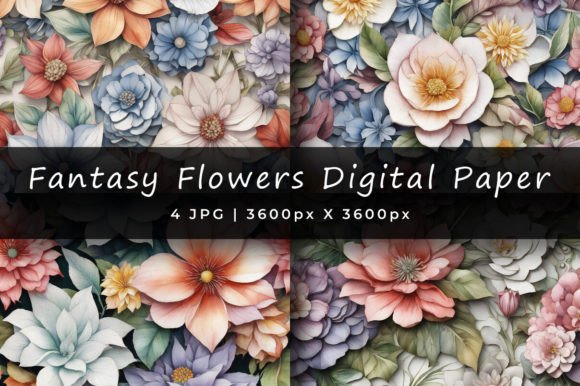 Download Fantasy Flowers Digital Paper Collection - Flower Collection