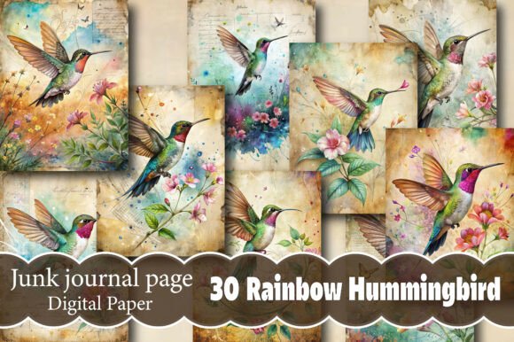 Download Rainbow Hummingbird Junk Journal Papers - Journal papers Collection