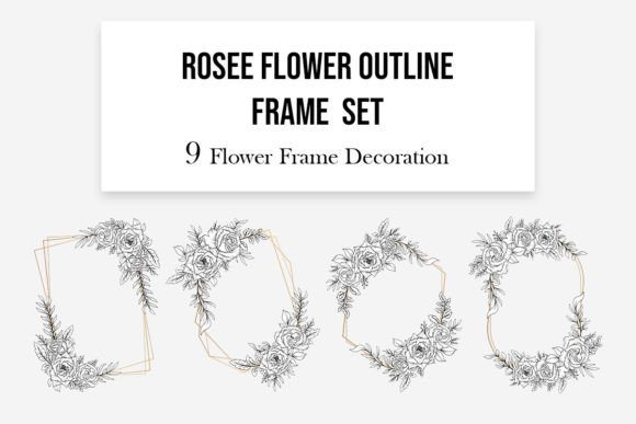 Download Outline Flower Frame Gold Geometric - Flower Collection