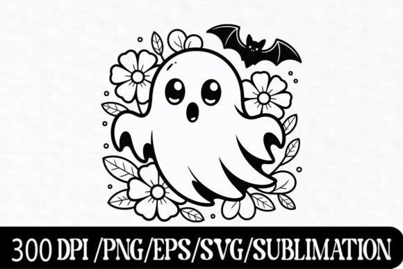 Download Cute Ghost with Flowers Clipart - Flower Collection
