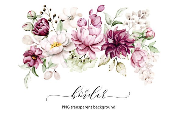Download Watercolor Flowers, Floral Border, PNG. - Flower Collection