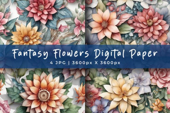 Download Fantasy Flowers Digital Paper Pattern - Flower Collection