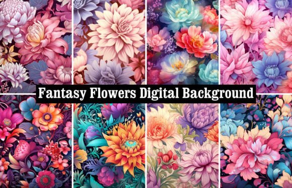 Download Fantasy Flowers Digital Background Set - Flower Collection