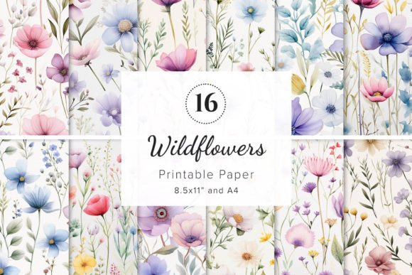 Download Wildflowers Digital Papers Bundle - Flower Collection