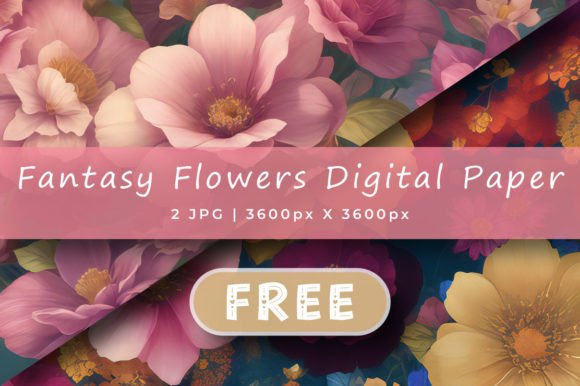 Download Fantasy Flowers Digital Background Set - Flower Collection