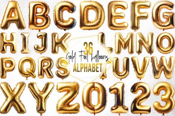 Download Gold Foil Balloons Alphabet Sublimation - Balloon Collection