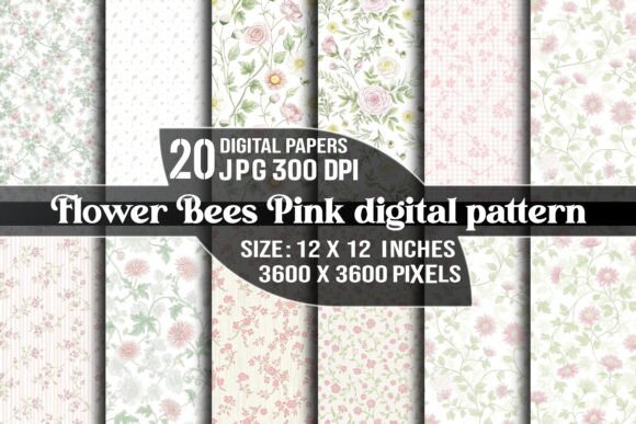 Download Flower Bees Pink Digital Pattern - Flower Collection