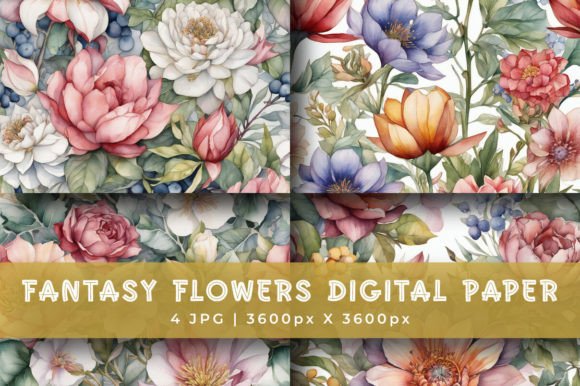 Download Fantasy Flowers Digital Paper Collection - Flower Collection