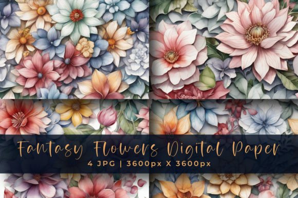 Download Fantasy Flowers Digital Paper Pattern - Flower Collection